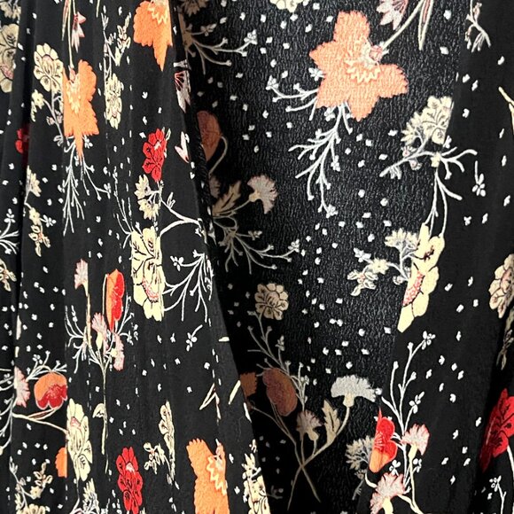 Torrid Multi Color Floral Fringe Open Front Long Sleeve Duster Kimono 1 1X 14/16 - Picture 8 of 9